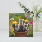 drei Mäuse in Blume Pots, Dankeskarte (Stehend Vorderseite)