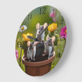 drei Mäuse in Blume Pots, Große Wanduhr (Winkel)
