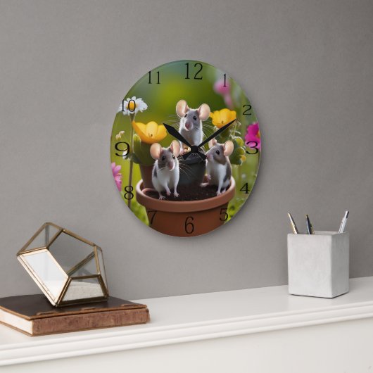 drei Mäuse in Blume Pots, Große Wanduhr (Büro)