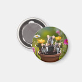 drei Mäuse in Blume Pots, Magnet (Vorderseite/Rückseite)