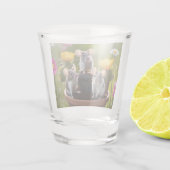 drei Mäuse in Blume Pots, Schnapsglas (Rückseite)