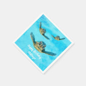 Drei Meeresschildkröten schwimmen Serviette (Ecke)