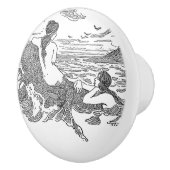 Drei Meerjungfrauen auf dem Ufer Keramikknauf (Rechts)