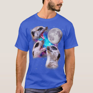 Drei Meerkats Howl am Mond T-Shirt