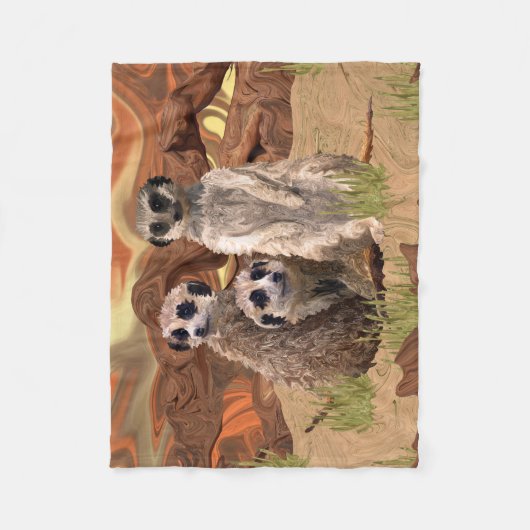 Drei Meerly Meerkats Fleecedecke (Vorderseite)