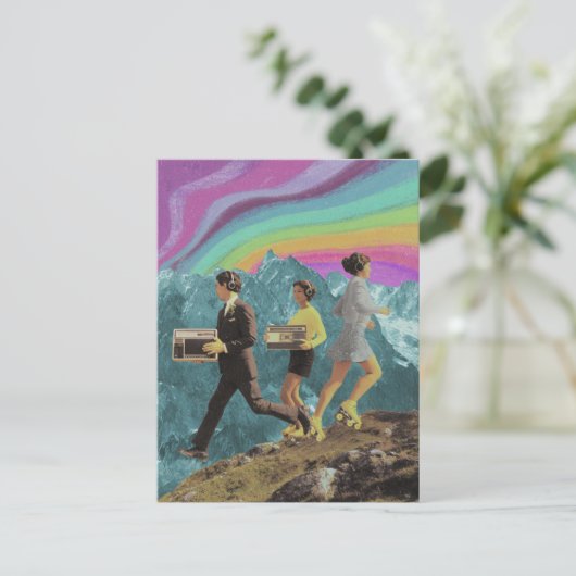 Drei Menschen auf den Skaten der Surreal-Gebirgske Postkarte (Stehend Vorderseite)