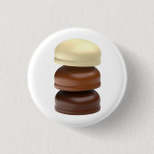 Drei mit Schokolade überzogene Marshmallows Button (Vorderseite)