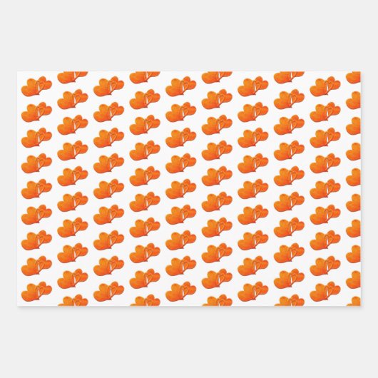 Drei miteinander verbundene Herzmuster über Weiß Geschenkpapier Set (Vorderseite)