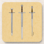 Drei mittelalterliche Schwerter 2016 Getränkeuntersetzer (Vorderseite)