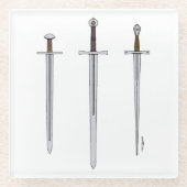 Drei mittelalterliche Schwerter 2016 Glasuntersetzer (Vorderseite)