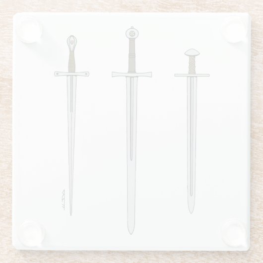 Drei mittelalterliche Schwerter 2016 Glasuntersetzer (Rückseite)
