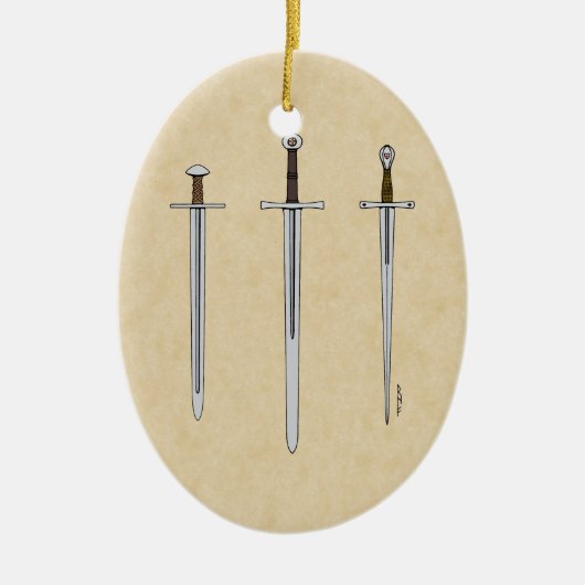 Drei mittelalterliche Schwerter 2016 Keramik Ornament (Vorne)