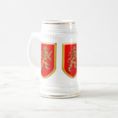 Drei mittelalterliches Löwe-Schild Bierglas (Vorderseite Links)