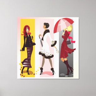 Drei Modemodelle 2 überzogene Canvas Leinwanddruck