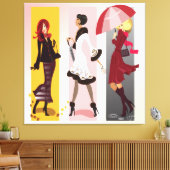 Drei Modemodelle 2 überzogene Canvas Leinwanddruck (Insitu (Wohnzimmer))