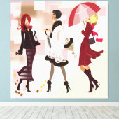 Drei Modemodelle mit Wrap-Canvas Leinwanddruck (Insitu (Holzboden))