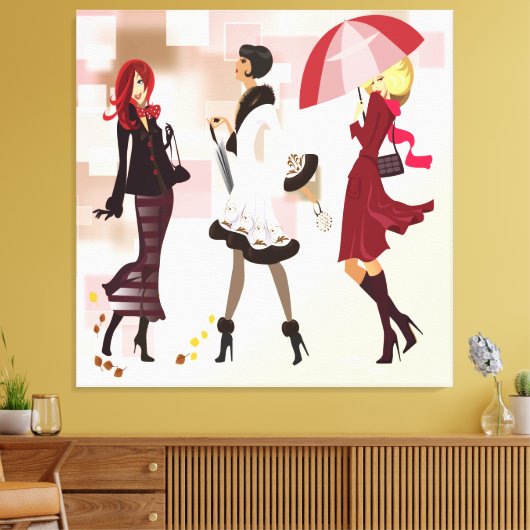 Drei Modemodelle mit Wrap-Canvas Leinwanddruck (Insitu (Wohnzimmer))