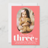 Drei moderne Minimal Foto 3. Geburtstag Einladung (Vorderseite)