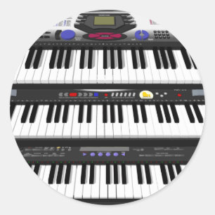 Drei moderne Tastaturen: Synthesizer: Runder Aufkleber