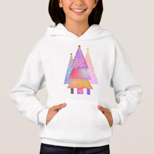 Drei moderne Weihnachtsbaumen Hoodie (Vorderseite)