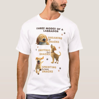 Drei Modi eines Labrador-Hundes lustig T-Shirt