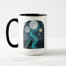 Drei-Mond-Wolf-Aurora - Mystischer Nachthimmel