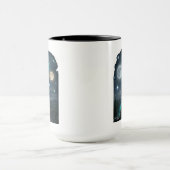 Drei-Mond-Wolf-Aurora - Mystischer Nachthimmel Tasse (Zentrum)