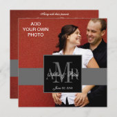 Drei Monogramme mit Einladungen zum Hochzeitsfeier (Vorne/Hinten)