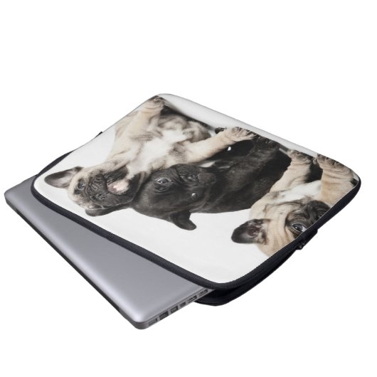 Drei Mops Welpen Laptopschutzhülle (Vorne Knopf)