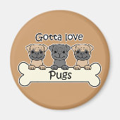 Drei Möpsen Magnet (Vorne)