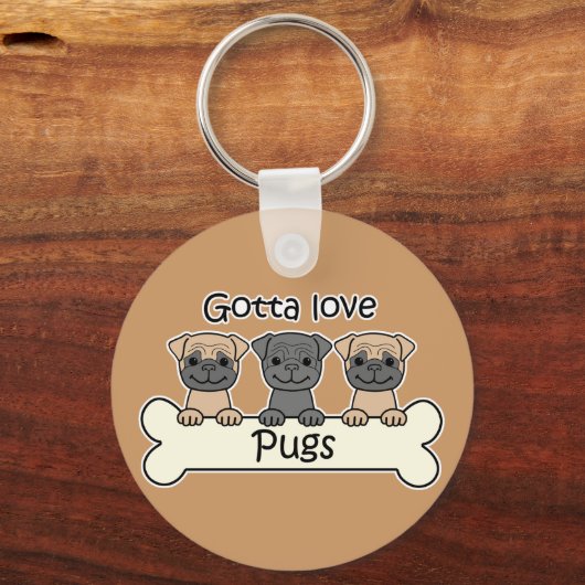 Drei Möpsen Schlüsselanhänger (Vorderseite)