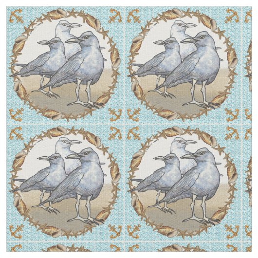 Drei Möwen Stoff (Nahaufnahme)