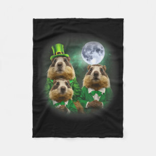 Drei Murmeltier Mond 3 Murmeltiertag Kopf St. Patr Fleecedecke
