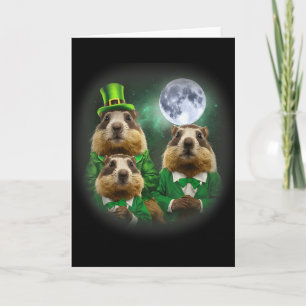 Drei Murmeltier Mond 3 Murmeltiertag Kopf St. Patr Karte