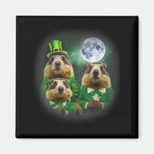 Drei Murmeltier Mond 3 Murmeltiertag Kopf St. Patr Magnet