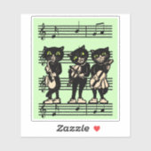 Drei Musical Black Cats Sheet Music Green Aufkleber (Blatt)