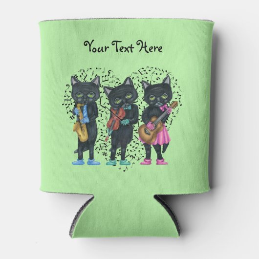 Drei musikalische Black Cat Bright Kleidung Noten Dosenkühler (Vorderseite)