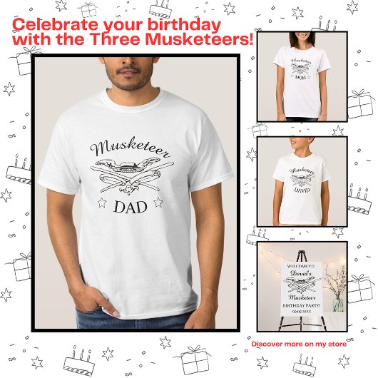 Drei Musketeers Dumas Eltern Vater Geburtstag T-Shirt