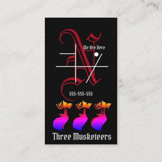 Drei Musketiere mit Knight Initial Visitenkarte (Rückseite)