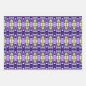 Drei Muster in Mauve Lila und grün Geschenkpapier Set