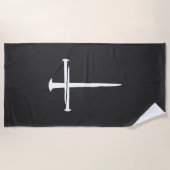Drei Nägel Christliches Weißkreuz Strandtuch (Vorderseite)