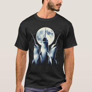 Drei Narwals, die wie drei Wölfe auf dem Mond heru T-Shirt