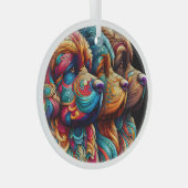 Drei Newf Heads Circle Glass Ornament Aus Glas (Vorderseite Rechts)