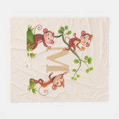 Drei Niedliche Affen und das Goldene Monogramm für Fleecedecke (Vorderseite (Horizontal))