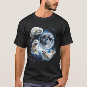 Drei Niedliche Baby Siegel Moon 3 Siegel Funny Wei T-Shirt
