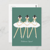 Drei Niedliche Ballerinas, weiße Kleider Postkarte (Vorne/Hinten)