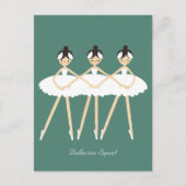 Drei Niedliche Ballerinas, weiße Kleider Postkarte (Vorderseite)