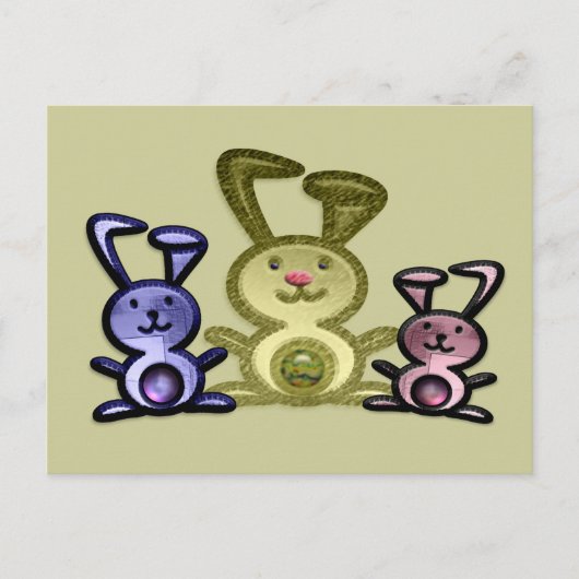Drei Niedliche Bunnies Postkarte (Vorderseite)