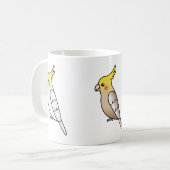 Drei Niedliche Cockatiel-Cartoon-Vögel Kaffeetasse (Vorderseite Links)