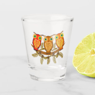 Drei niedliche Eule Schnapsglas